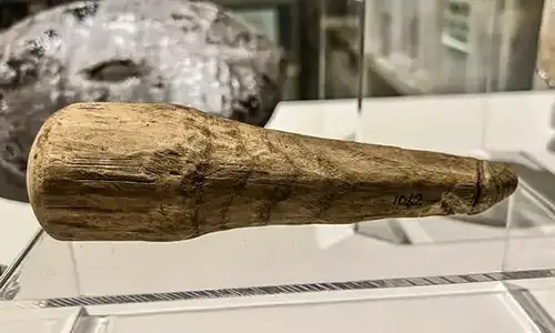 A sex toy from the roman empire on display at the museum.