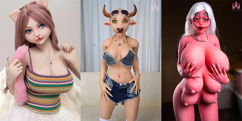 Three unique fantasy sex dolls.