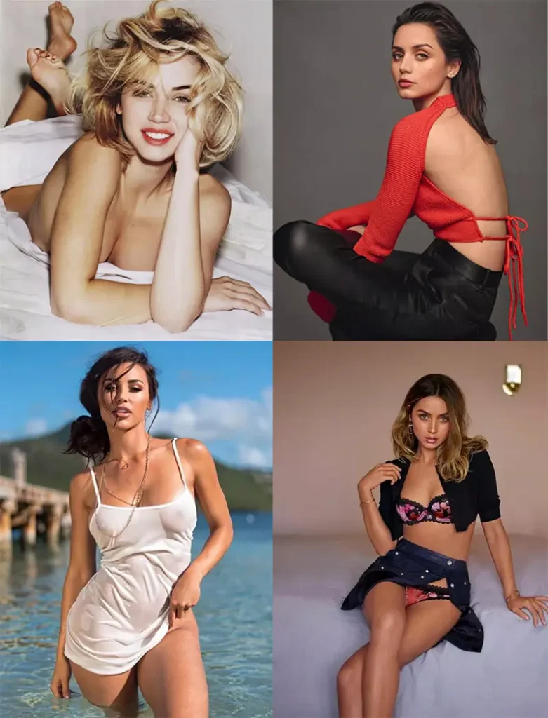 Four pictures of Ana de Armas. 