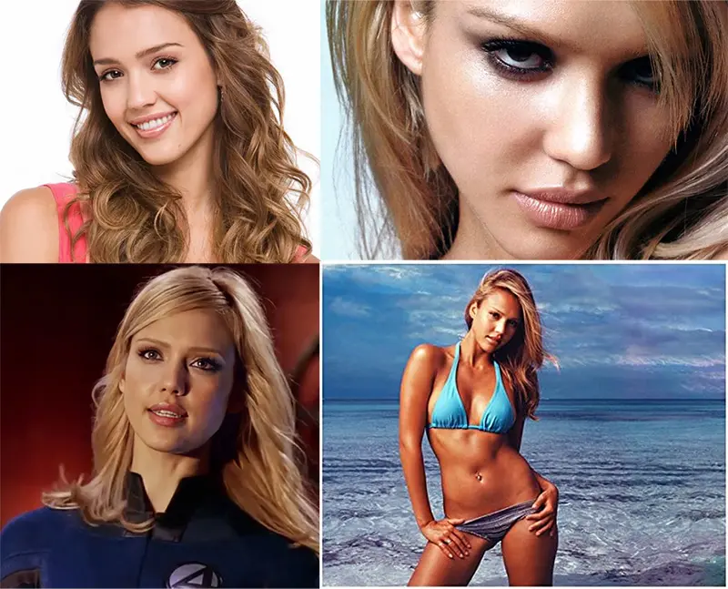 Four pictures of Jessica Alba.