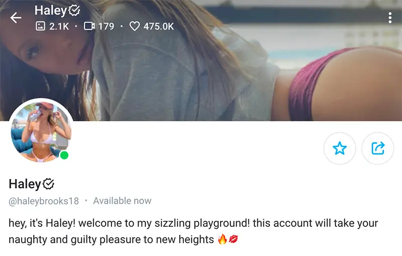 The Onlyfans page of Haley.