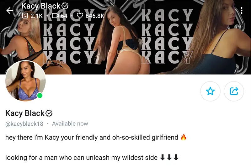 The Onlyfans of Kacy Black.
