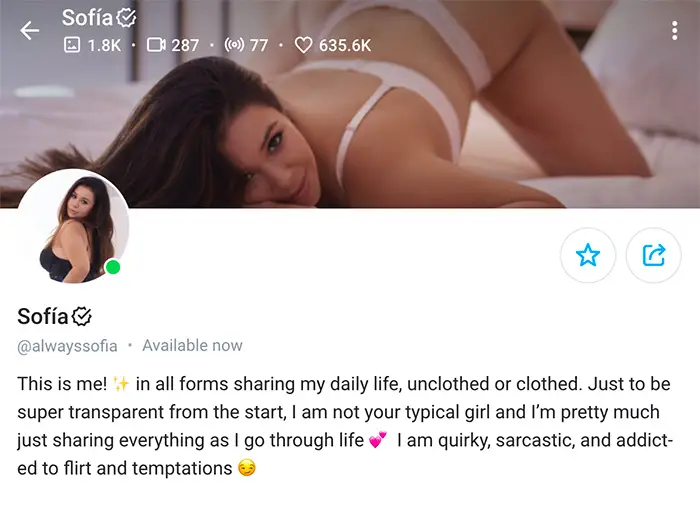 The Onlyfans page of Sofia.